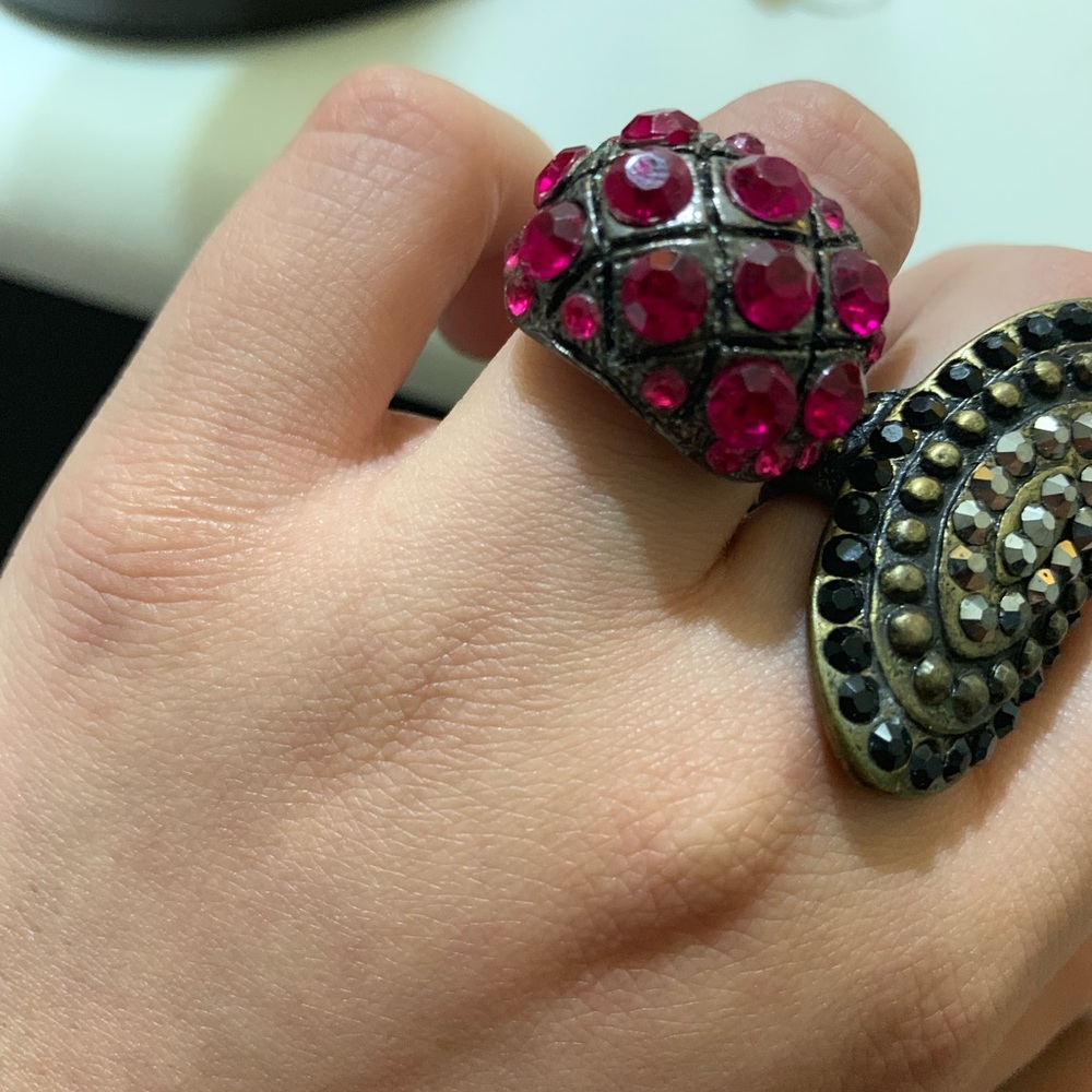 Hot Pink Rhinestone Ring